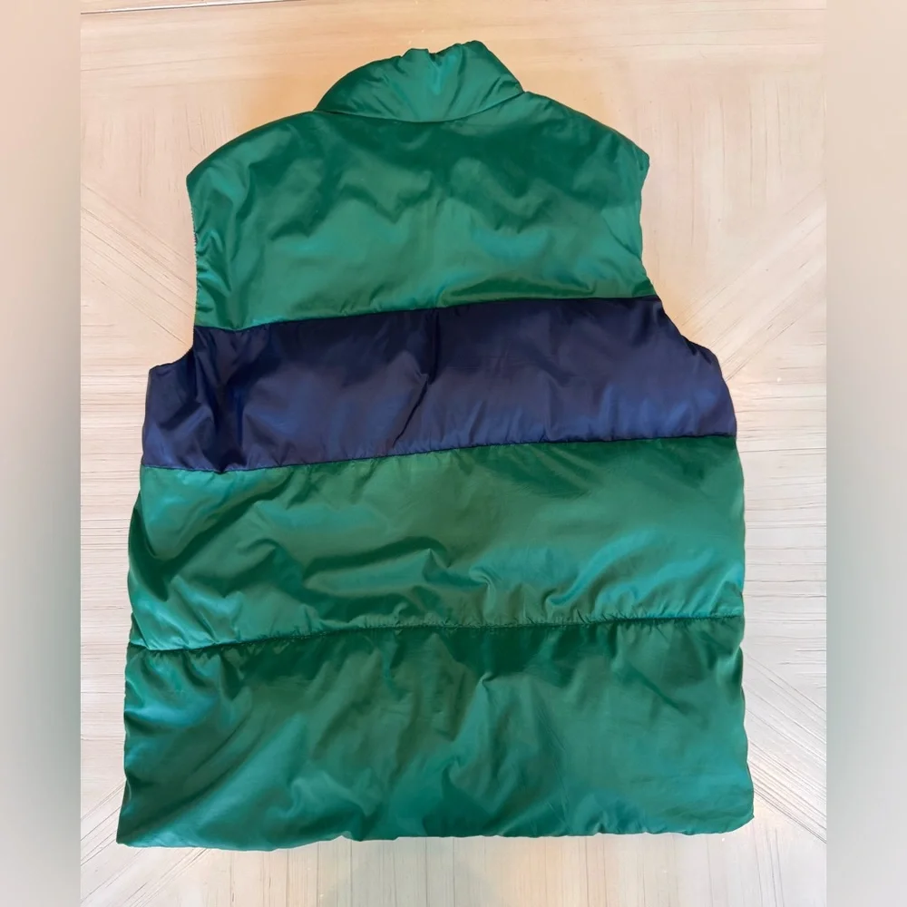 Old Navy Boys Frost-Free Puffer Vest Green Navy Quilted Size L 10-12
